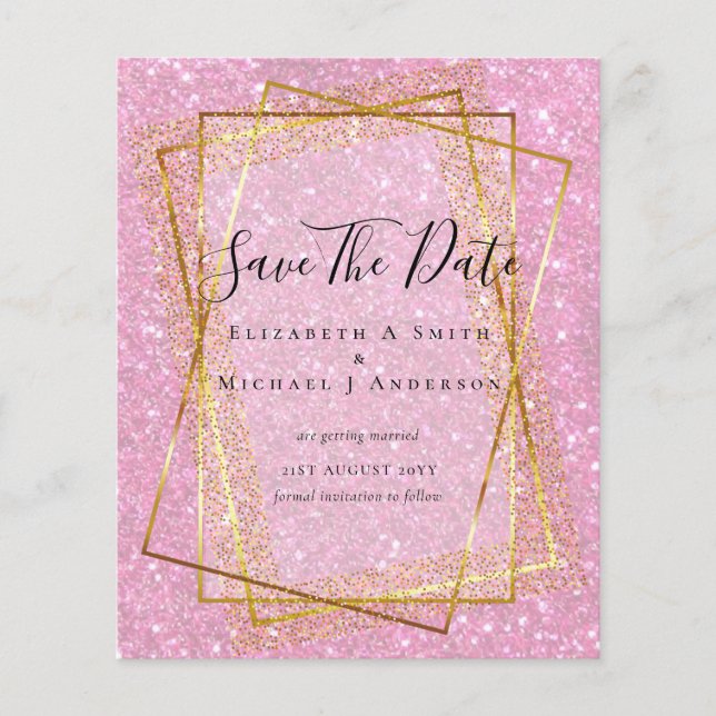 Flyer RUBRICA ORÇAMENTAL SALVAR DATAS Glitter Dourado Ge (Frente)