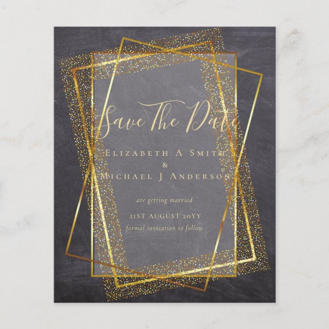 Flyer RUBRICA ORÇAMENTAL SALVAR DATAS Glitter Dourado Ge (Frente)
