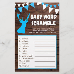 Flyer Rustic Buck Blue Boy WORD SCRAMBLE