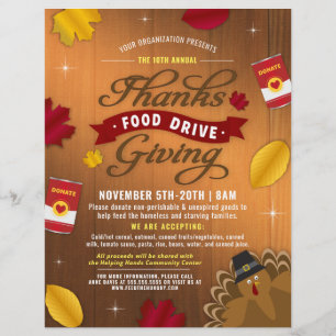 Flyer Rustic Fall Thankdisso, Comida de Fundraiser