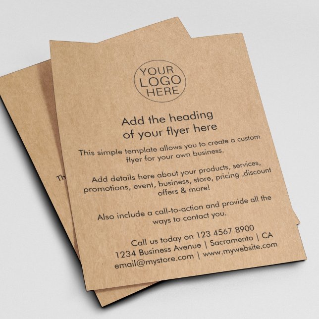 Flyer Rustic Kraft | Personalização de logotipo simples  (Criador carregado)