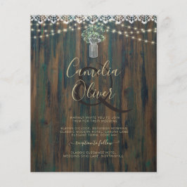 Flyer Rustic Lace Gypsophila Luzes Mason Jar Weding