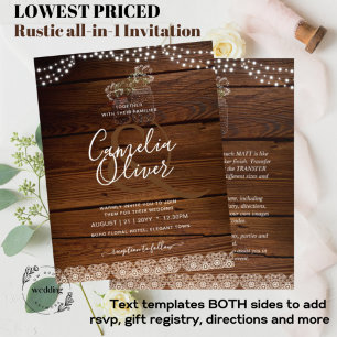 Flyer Rustic Lace Mason Jar Lights Gypsophila Casamento