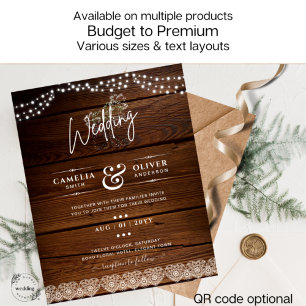 Flyer Rustic Lace Mason Jar Lights Gypsophila Casamento