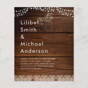 Flyer Rustic Lace Mason Jar Lights Gypsophila Casamento