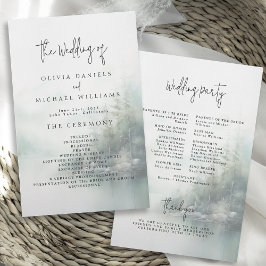 Flyer Rustic Mountain Lake Misty Pines Wedding Program