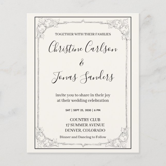 Flyer Rustic Wedding Invitation (Frente)
