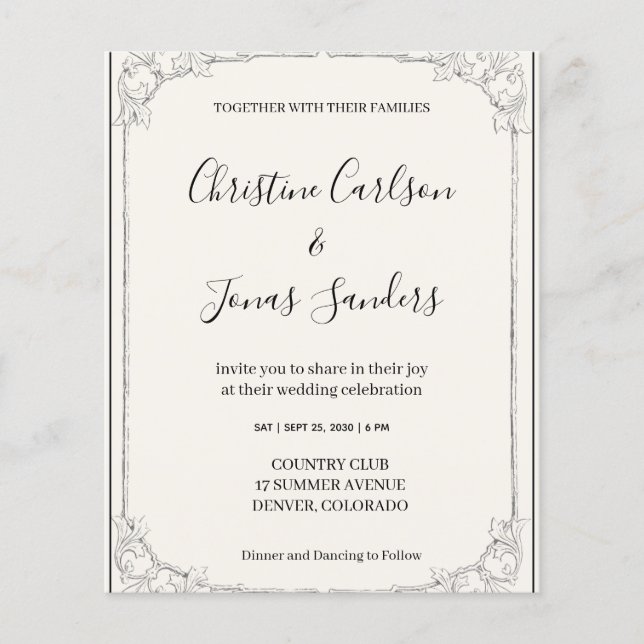 Flyer Rustic Wedding Invitation (Frente)