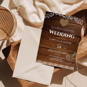 Flyer Rustic Wedding Invtiation Mason Jars Lace Lights 