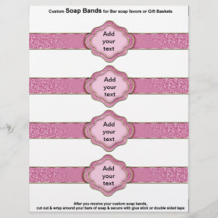 Flyer Sabonetes com faixa rosa 4 por folha Favors de cas