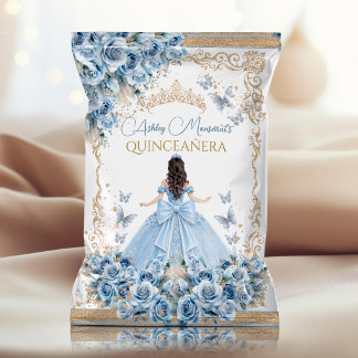 Flyer Saco de Batata Doce Azul Bebê Dourado Quinceañera