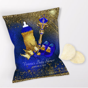 Flyer Saco de Batismo do Príncipe Azul Real Dourado