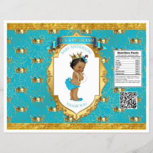 Flyer Saco de fichas dourado turquesa para menina negra 