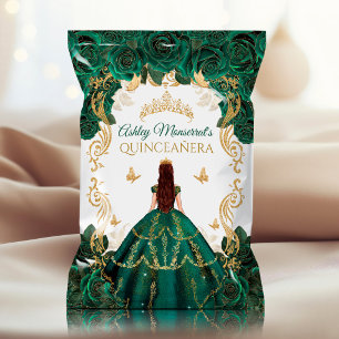 Flyer Saco de Lanche Quinceanera Verde Esmeralda Dourado