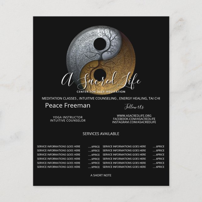 Flyer Sacred Balance | Símbolo Yin Yang (Frente)
