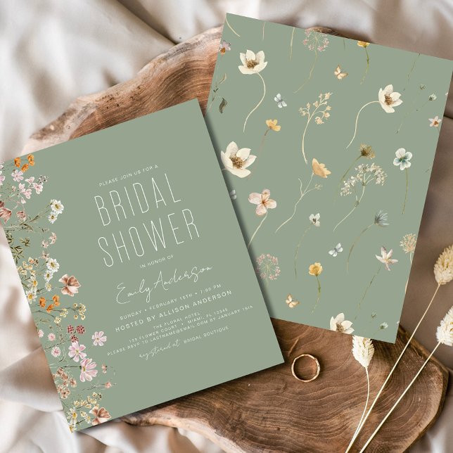 Flyer Sage Green Wildflower Chá de panela (Criador carregado)