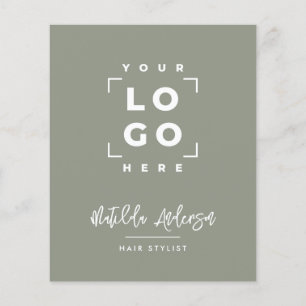 Flyer Sage verde elegante preço feminino moderno QR códi