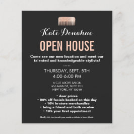 Flyer Salão Comb de Rosa de Stylist Moderno com Sequênci