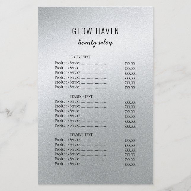 Flyer Salão da Bela Prateada de Glamor (Frente)