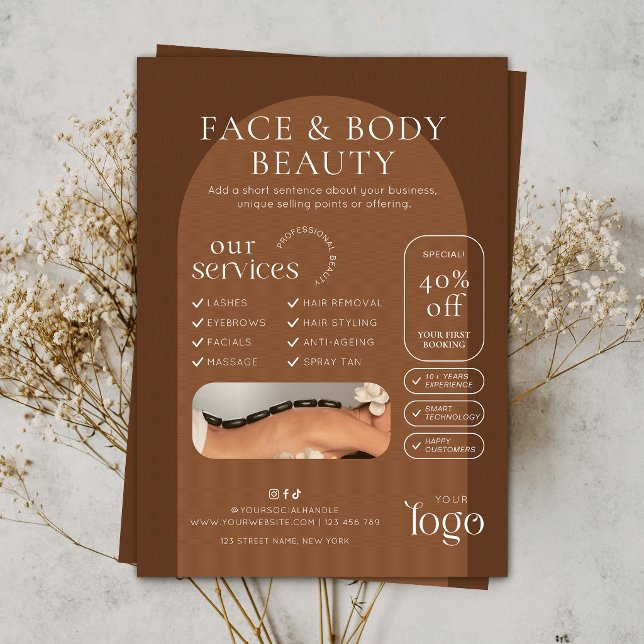 Flyer Salão de Beleza A5 Trendy Boho Terracotta Spa (Criador carregado)