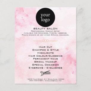 Flyer Salão de Beleza Aquarela Rosa