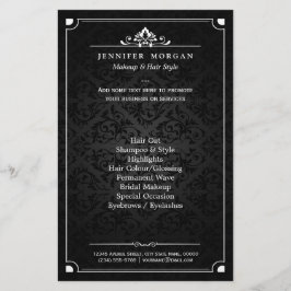 Flyer Salão de Beleza Damask Elegante Vintage Sombra