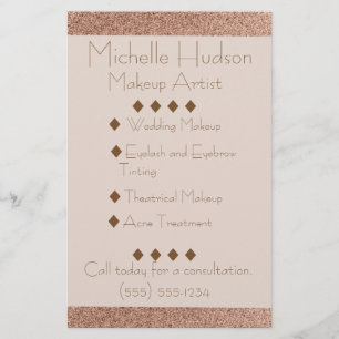 Flyer Salão de Beleza do Artista de Makeup Dourado rosa