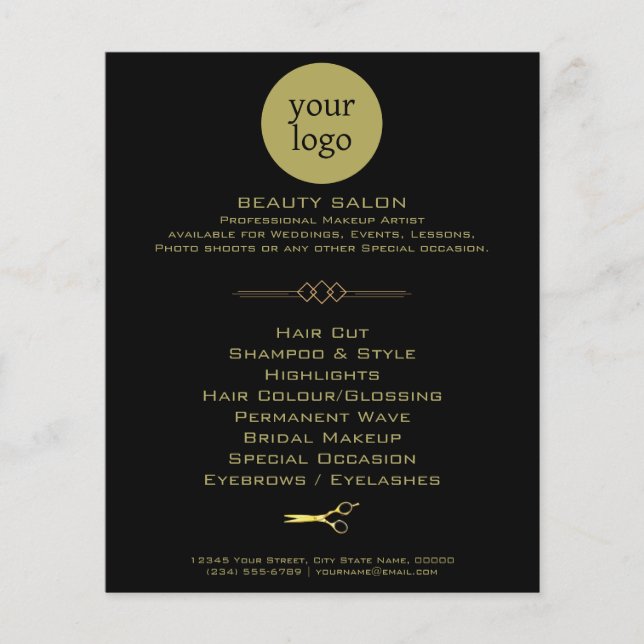 Flyer Salão de Beleza Golden e Black (Frente)
