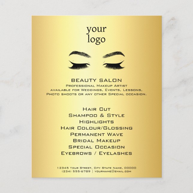 Flyer Salão de Beleza Golden Lashes & Brow (Frente)
