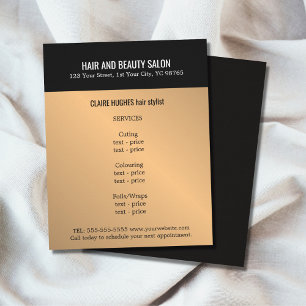 Flyer Salão de beleza preto Dourado do falso escuro