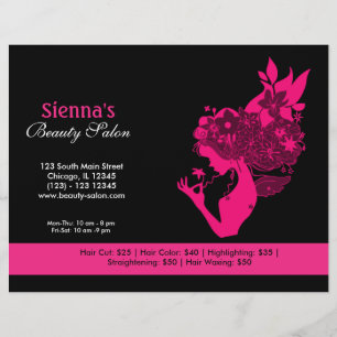 Flyer Salão de beleza (profundamente - rosa)