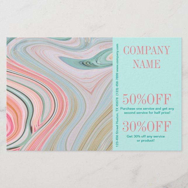 Flyer salão de beleza SPA cabelo unha aquarela coral men (Frente)