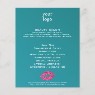 Flyer Salão de Beleza Teal Green Lips
