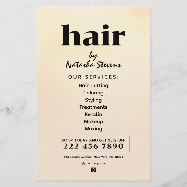 Flyer Salão de cabelo estilo boho minimalista limpo (Frente)