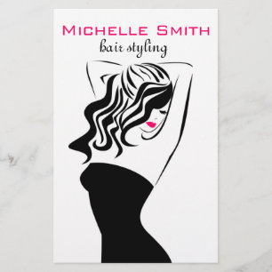 Flyer Salão de Cabelos Feminino Moderno Preto e Rosa