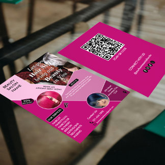 Flyer Salão de Serviços de Cabelo de Bela Rosa Moderno P