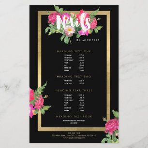 Flyer Salão de Unhas Beauty Florals Black