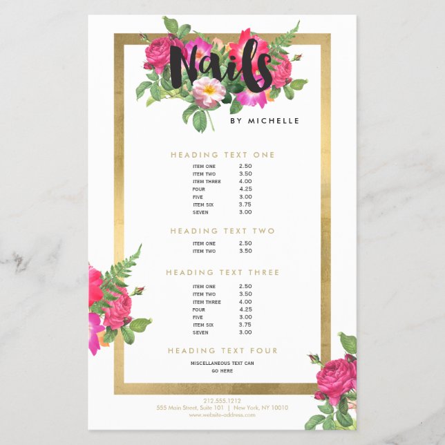 Flyer Salão de Unhas Beauty Florals Branco (Frente)