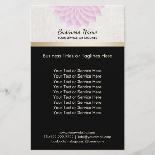 Flyer Salão de Yoga SPA Lótus Floral Elegante Faixa Dour