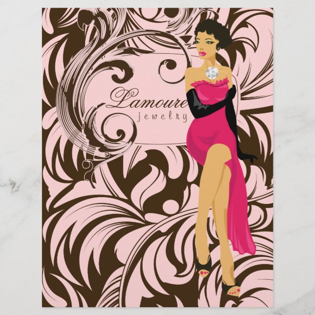 Flyer Salon Diamond Jewelry Mulher rosa Brown (Frente)