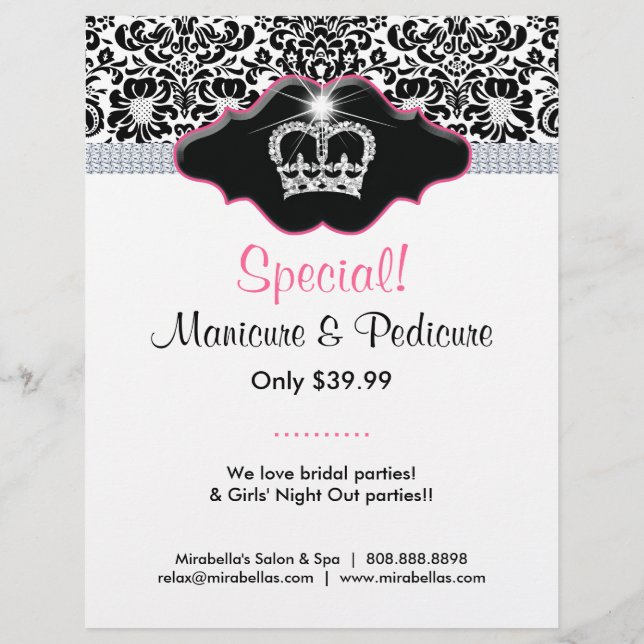 Flyer Salon Flower Damask Jewelry Crown (Verso)