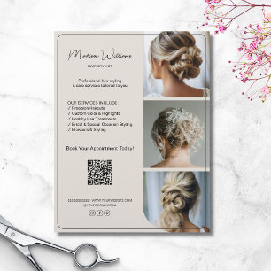 Flyer Salon Hair Stylist Services 3 Fotografias QR