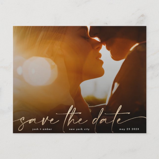 Flyer salvar a data orçamento Dourado Código QR de Foto  (Frente)