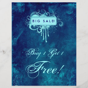 Flyer Sarja de Nimes floral do azul dos termas do salão