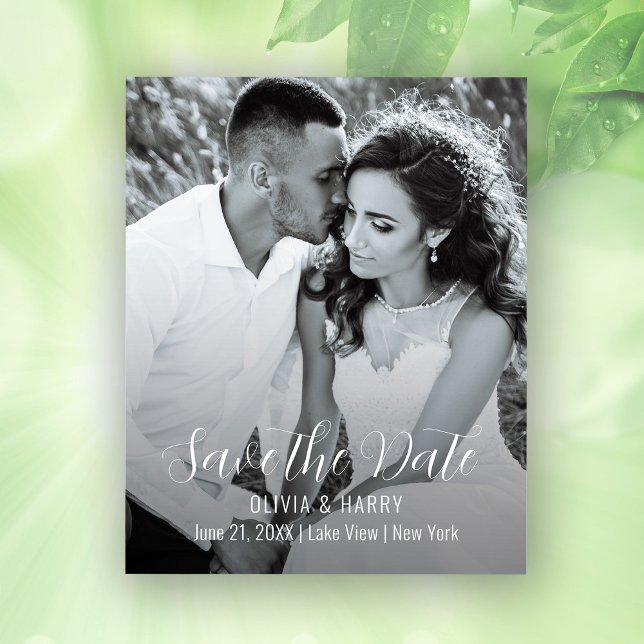 Flyer Script Elegante Moderno De Orçamento Salvar A Data (Stylishly Personalize with Your Custom Names and Wedding Details.)