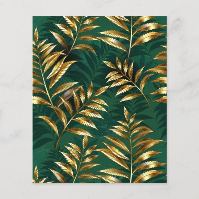 Flyer Seamless pattern with golden ferns (Frente)