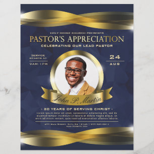 Flyer Serviço da Igreja de Apreciação do Pastor Dourado 