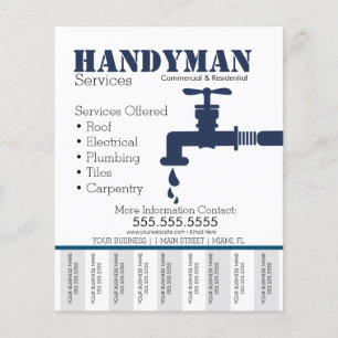 Flyer Serviço de Canalização de Handyman Rasga Foto Folh