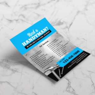 Flyer Serviço de Canalização e Reparo do Handyman Azul