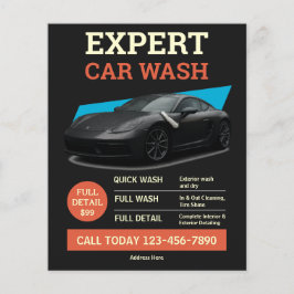 Flyer Serviço de Detalhamento Automotivo Preto Laranja M